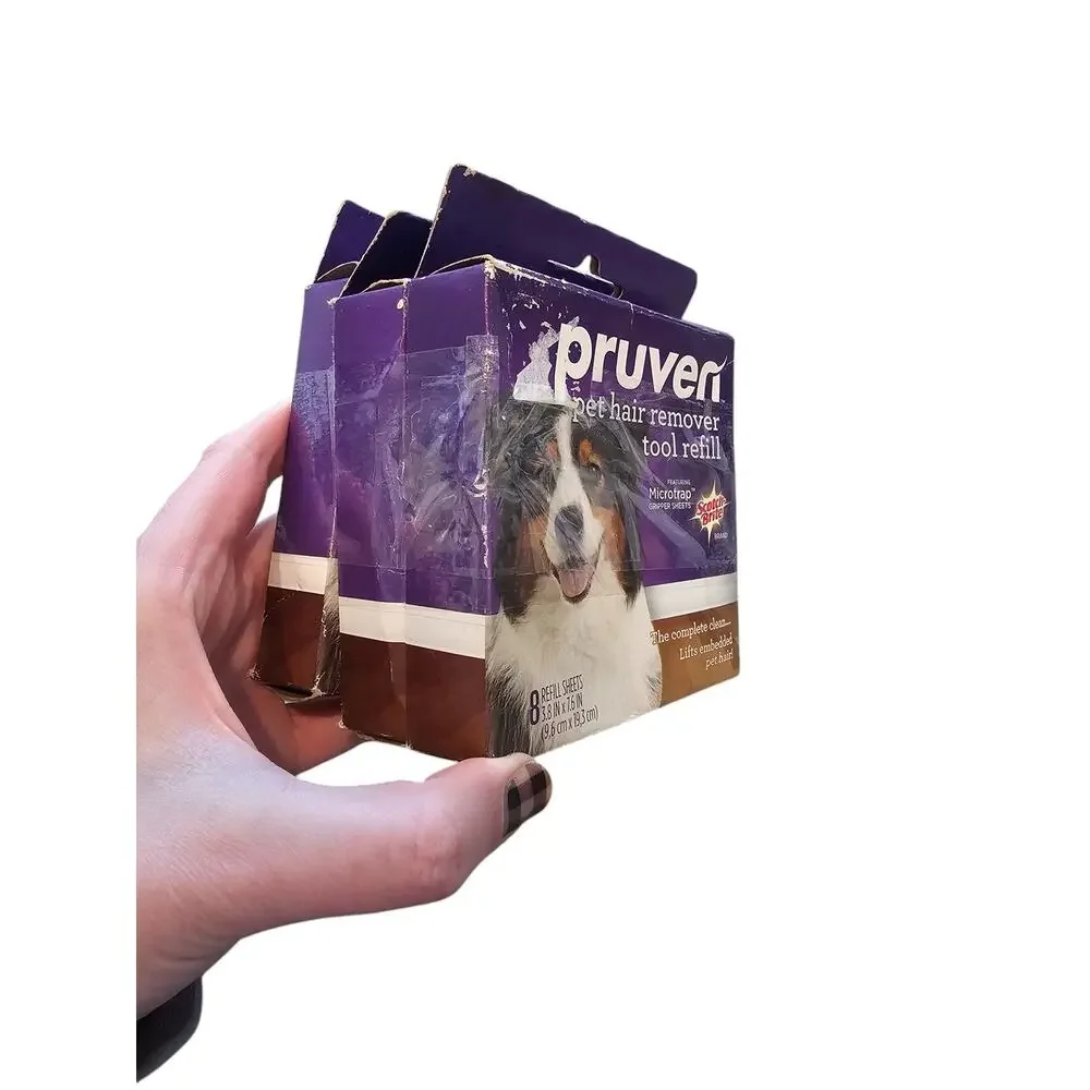 Pruven Scotch Brite Upholstery Pet Hair Remover Tool +3 Refill Sheets Dog Cat